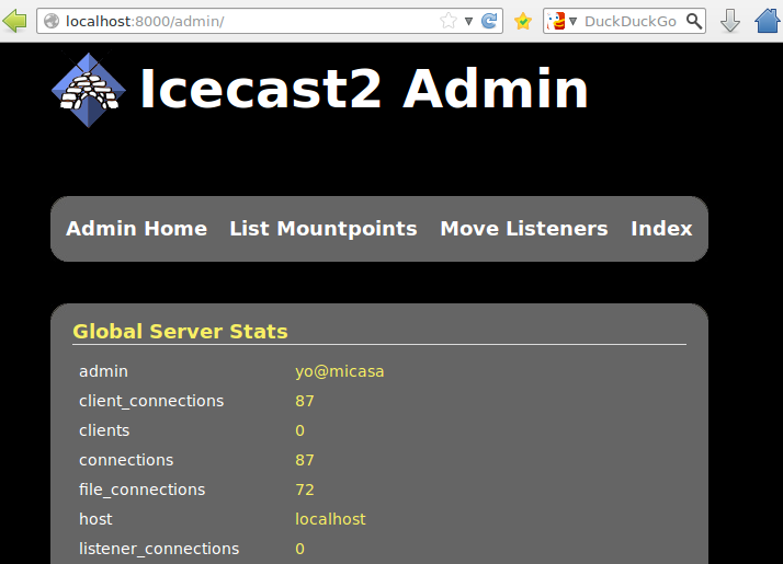 Administración web de Icecast